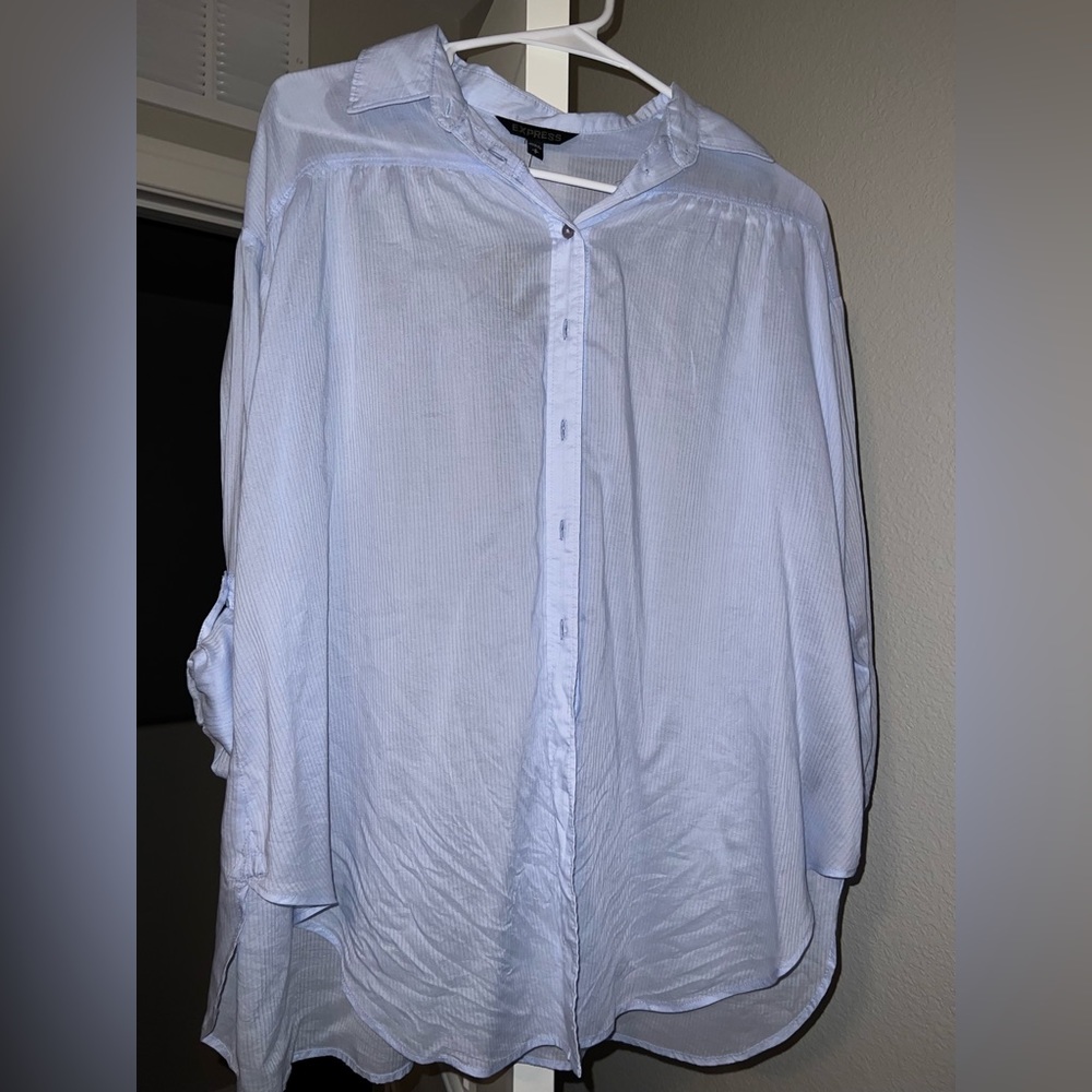 NWT Blue striped button down top